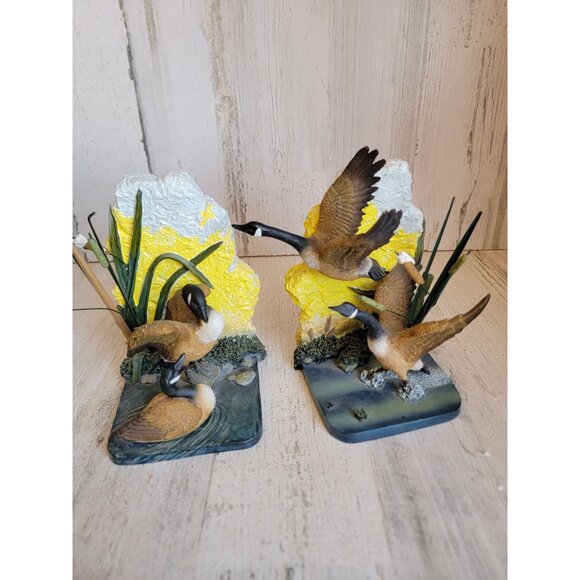 Unique Landscape goose duck pond book end set bird home decor - Picture 3 of 11